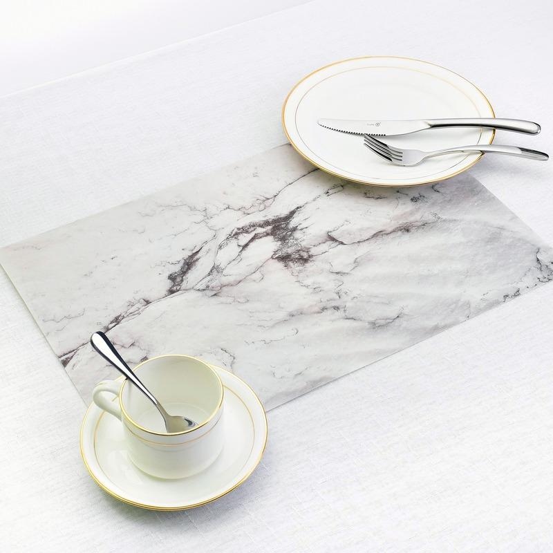 2PCS Marble Effect PVC Placemats Washable Heat Insulation Dining Table Place Mats Decor