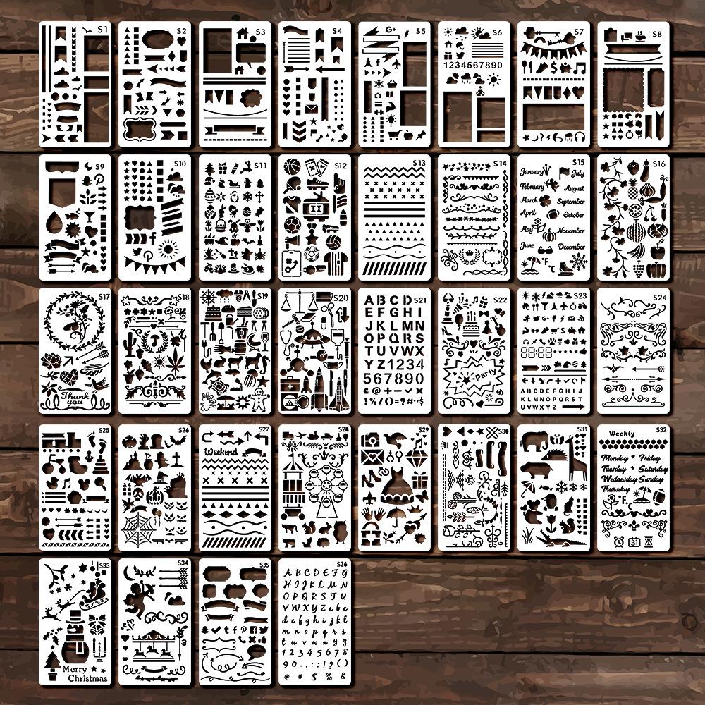 Handbücher, Ausgestanzte Malvorlagen, DIY-Tagebücher, Scrapbooks, Fotoalbum-Gestaltung, Formgrafiken, Plastikschablonen