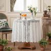 Stylish Floral Lace Round Tablecloth Table Cover Stains Resistant Fabric Multipurpose Use For Kitchen Office Wedding