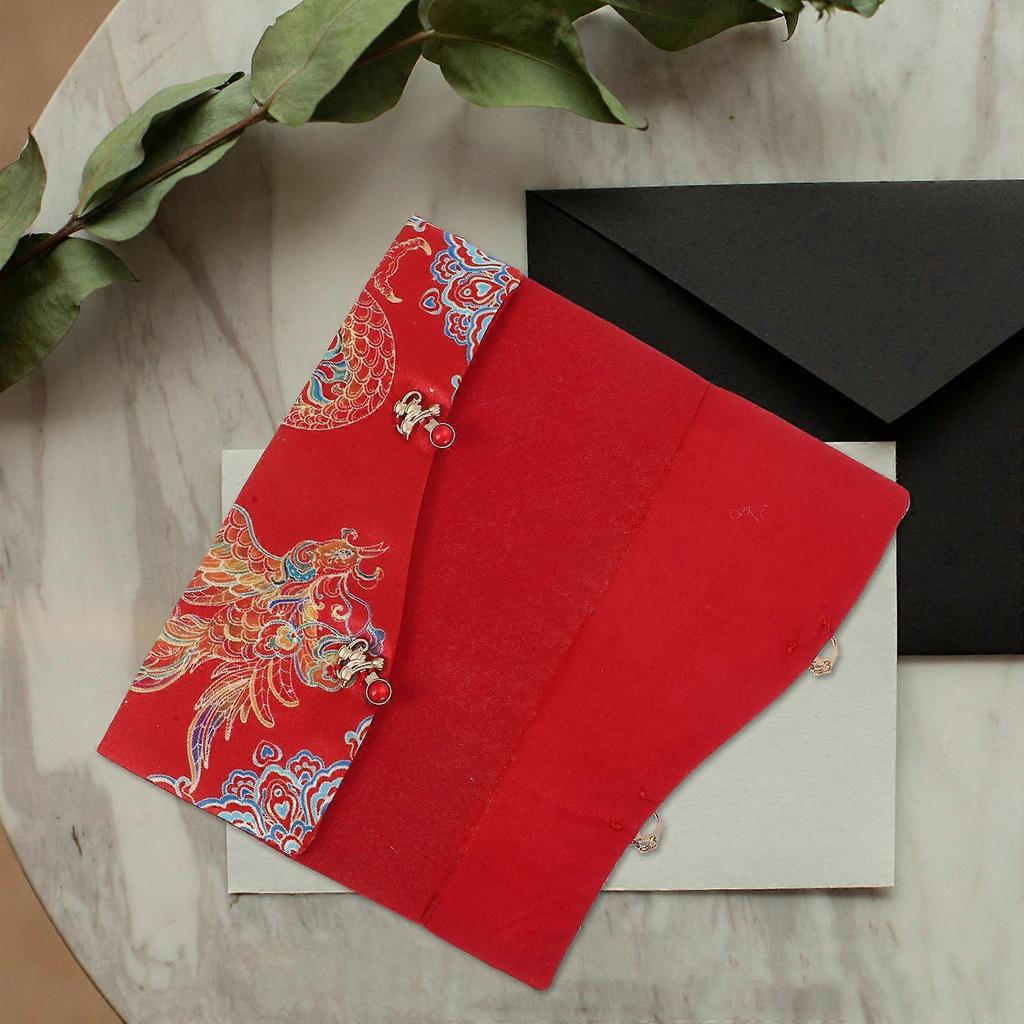 Wedding Fabric Red Envelopes Dragon and Phoenix Knot for New Year