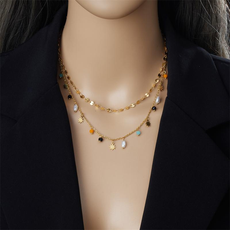 DIEYURO 316L Stainless Steel Geometry Pearl Pentacle Necklace New Delicate Fashion Gold Color Star Pendant Neck Jewelry Gifts