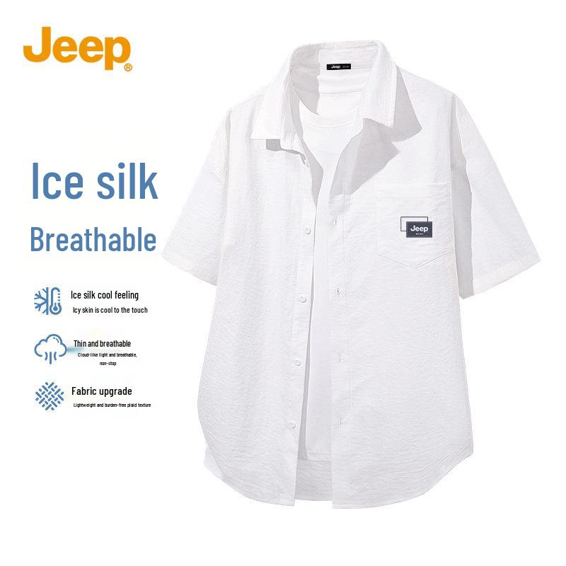 

JEEP Men s Summer Ice Silk Short Sleeve Polo Shirt 5XL