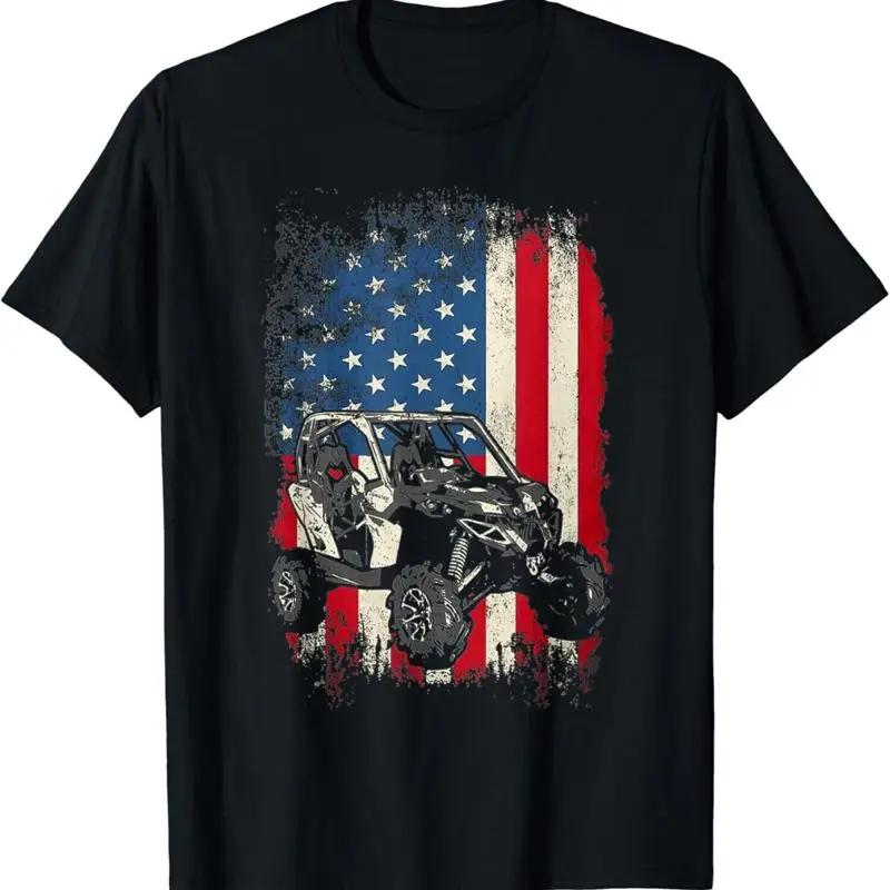 American Flag Atv Usa 4 Wheel Utv Muddin Trail Riding T Shirt
