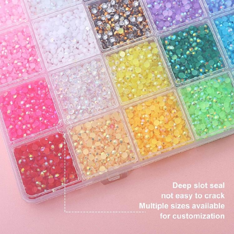 1Box Resin Glittering Flat Back Rhinestones Nail Gems Flatback Nail Decoration Assorted Sizes 3mm