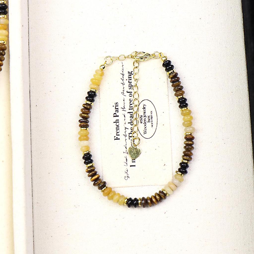 Women's Retro Tiger Eye Beaded Choker Necklace - Autumn High-End Clavicle Chain