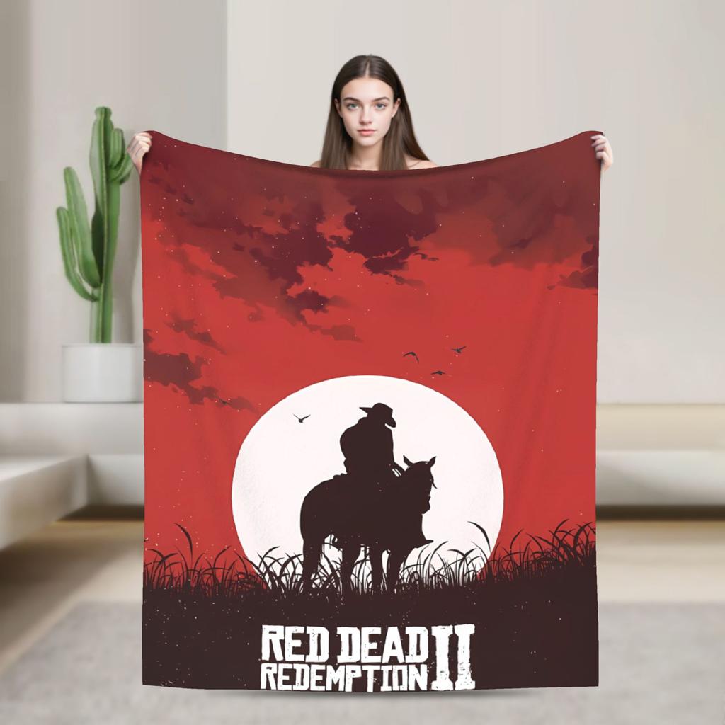 Red Dead Redemption 2  Warm Soft Blanket  Students Plush Bedding Throws Pattern Couch Chair Flannel Bedspread Sofa Bed Cover