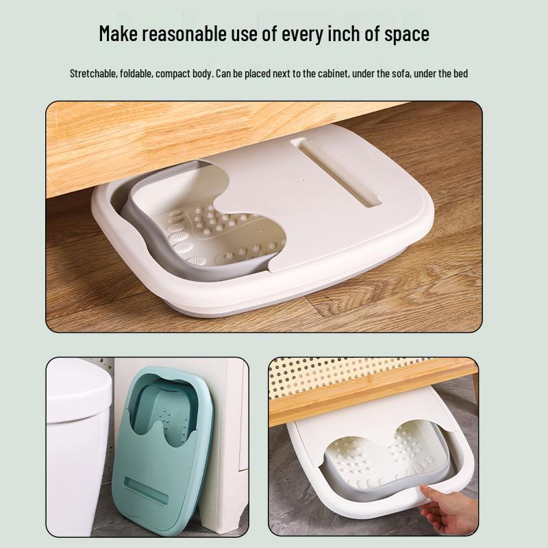 Portable Folding Foot Bath Basin with Lid for Home Massage & Insulation