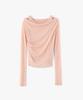 MONGDOL [Set] One-Shoulder Draping Layered T-Shirt Peach Pink Mdts088Peachpink