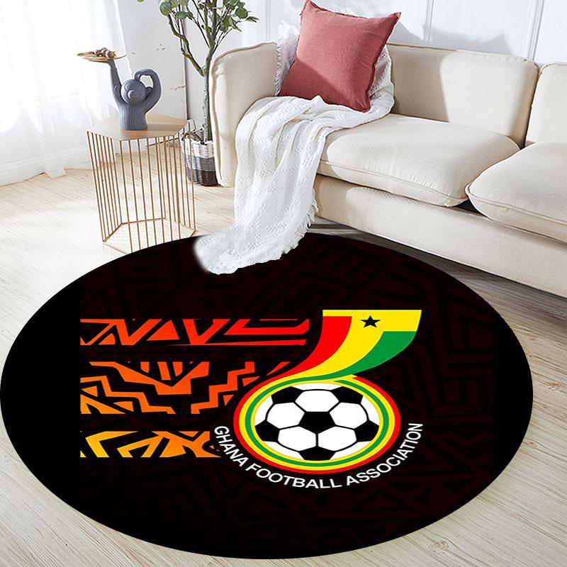 Ghana National Football Printed Round Rug, Non Slip Washable Circular Carpet For Living Room Bedroom Playroom, Sports Fan Decor, Holiday Birthday Gift