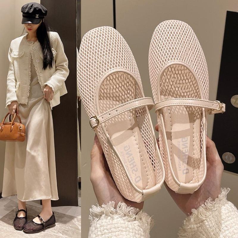 Large-sized Casual Single-shoe Women's 2025 Summer New Mesh One-strap Breathable Mesh Sandals for Women
