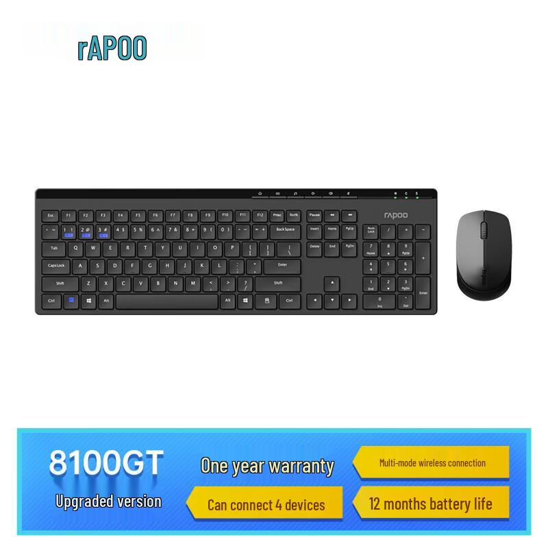 Rapoo 8100GT Upgrade Multi-Mode Wireless Keyboard and Mouse Combo