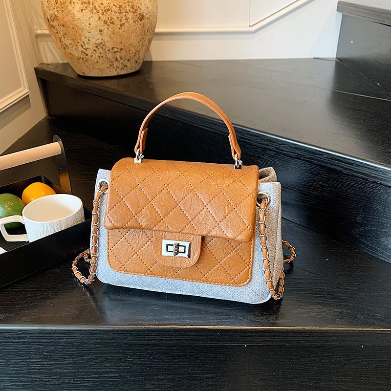 Rhombus Chain Bag Women's New Summer Niche Messenger Bag Retro Portable Small Square Bag