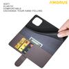 For iPhone 16 Pro Stand Cases Calf Texture Genuine Split Leather Wallet Phone Cover