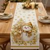 Santa Snowman Christmas Tablecloth Reindeer Poinsettia Table Runner Xmas Table Flag  Kitchen