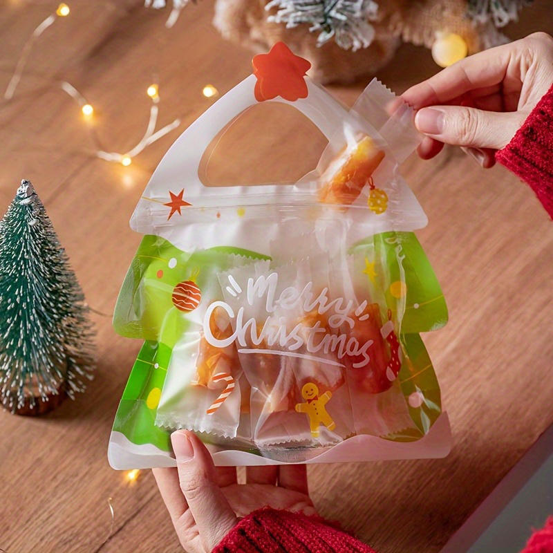 25Pcs/Pack Christmas Gift Bags Set with Santa Elk Snowflake Pattern Thickened Non-Woven Waterproof Tote Bags for Kids Holiday Party