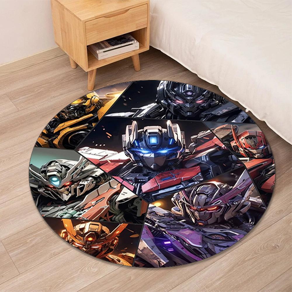 Transformers Printed Round Rug Carpet Chair Rug Area Rug Entryway Doormats,for Office Chair Living Room Bedroom Kitchen Room.