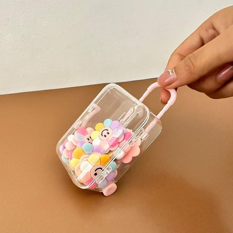 10 шт Милая мини-шкатулка для украшений в форме чемодана с выдвижными колесиками и прозрачной крышкой 10pcs розовый 1190₽