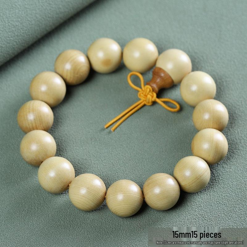 Small Leaf Boxwood Rosary: 108 Solid Wood Buddhist Beads Unisex Bracelet - High Density Sinking Wood