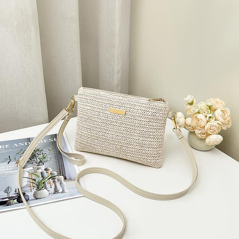 JYL TS Women's Sling Bags  Woven Bag 067 Hand Hold Straw Simple Women Clutch Bag