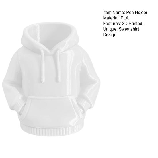 3D Printed Hoodie Pen Holder, Sweatshirt Shape Desk Organizer, Creative Storage for Pens, Makeup Brushes, Office Supplies