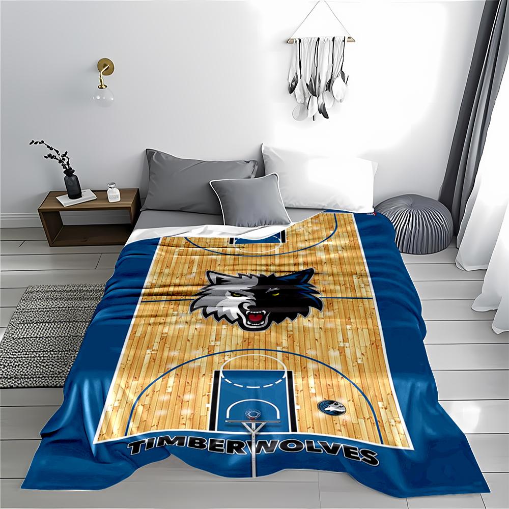 Timberwolves Court Style Blanket with Wolf Logo - Sports Design Blanket  Blanket, Suitable for Use In the Bedroom, Living Room, On the Sofa