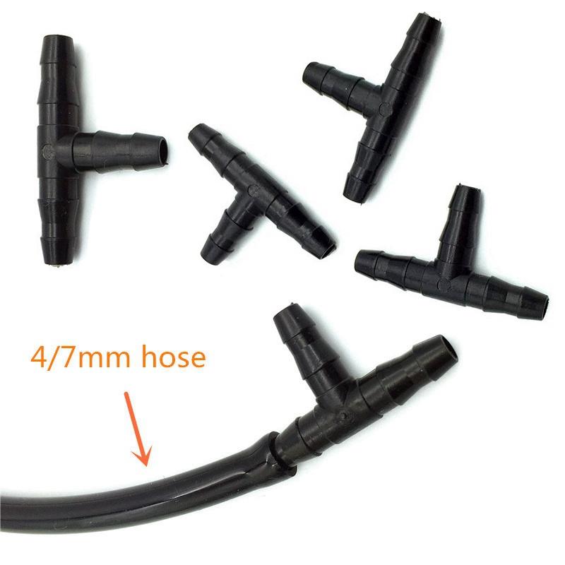 50Pcs Irrigation Dripper Sprinkler Connector Garden Barbed Connectors 4/7Mm Tubing Fittings 1/4" Hose Micro Drip Irrigation Lawn