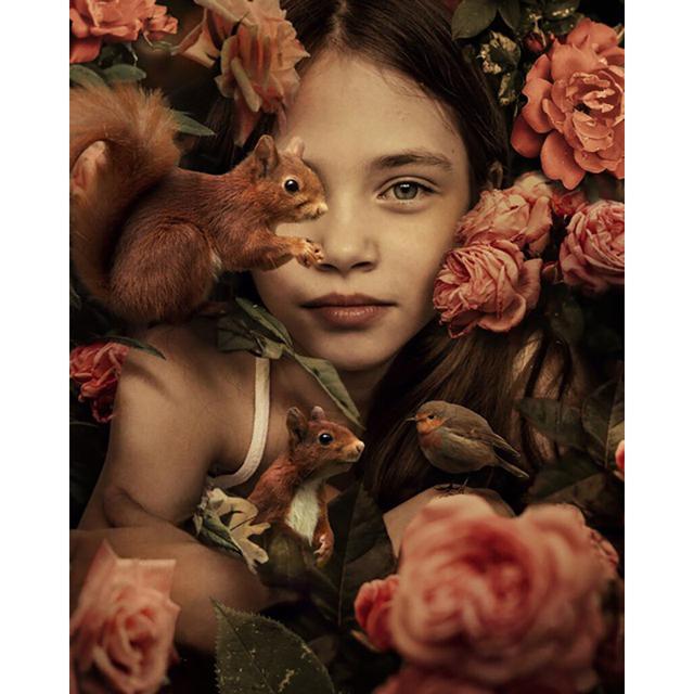 5D DIY diamantová malba Zvířecí květina Africká dáma Plná Kulatá Diamantová mozaiková nálepka Diamantový křížový steh Domácí dekorace