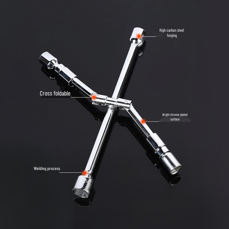 Folding Labor-Saving Tire Change Cross Wrench Tool Folding Cross Tire Wrench in OPP Bag Packaging