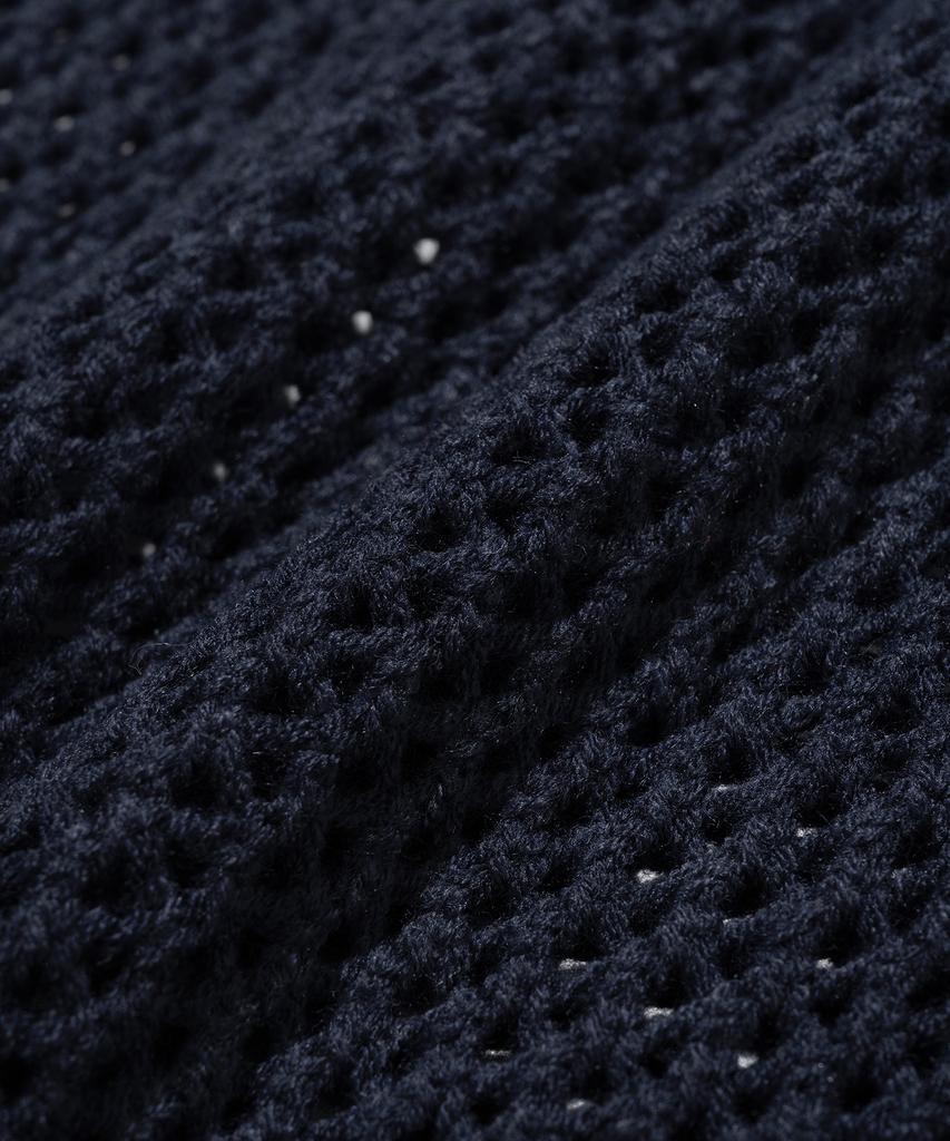 Knitted Punched Knit Vest Navy