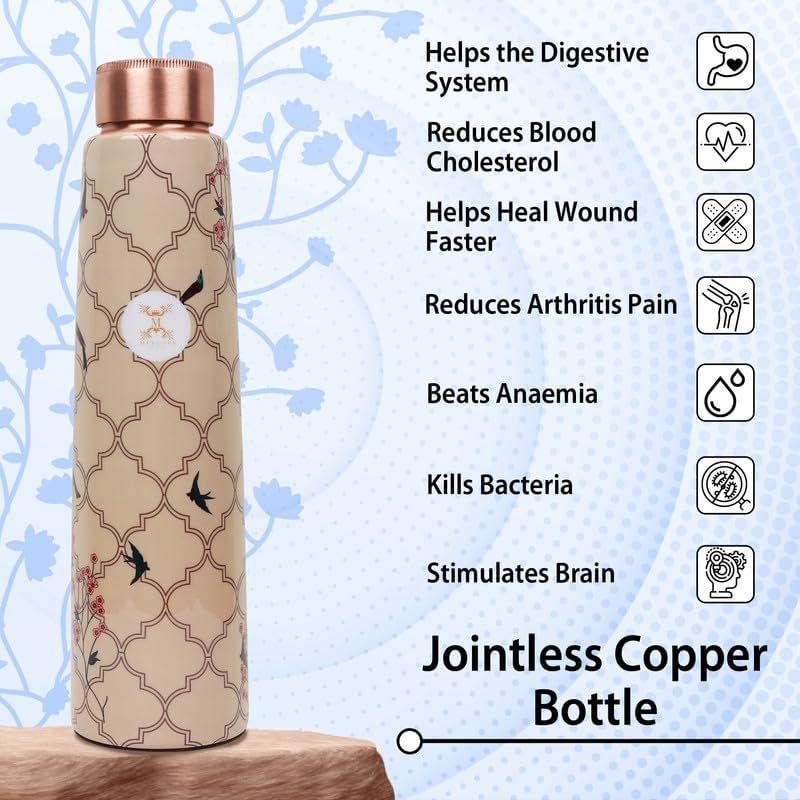 Elevate Your Wellness Journey Pure Copper Water Bottle - Advanced Leak Proof, Joint Less for Gym, School, Office & Gift (900ml)