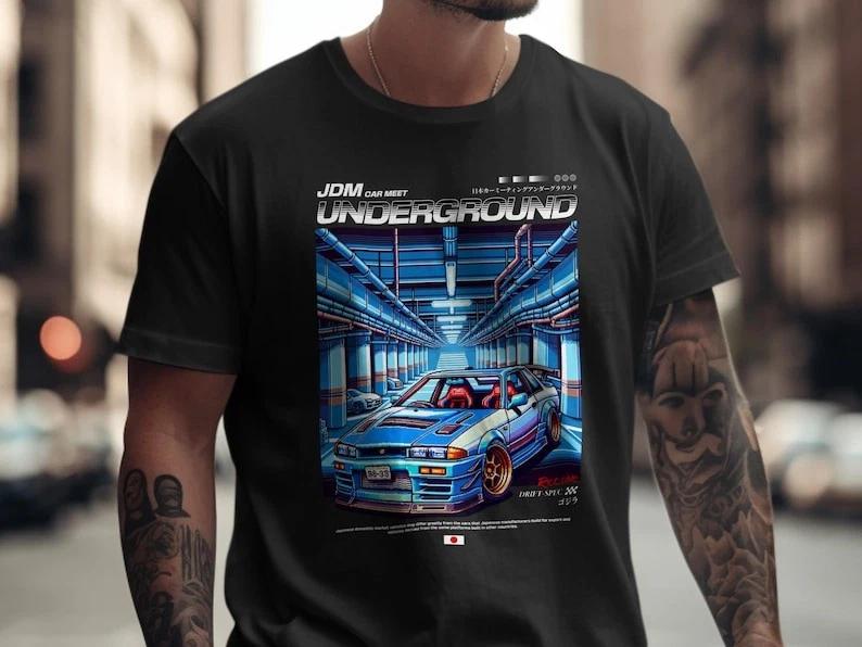 JDM Car T-Shirt, Retro Pixel Art Tuner, Automotive Enthusiast Apparel S