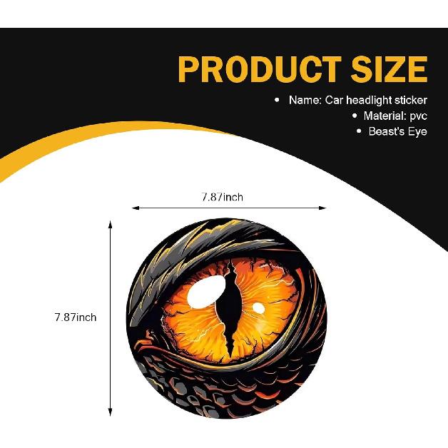 2 PCS Beast Eyes Decals, 3D Stereo Eyes Light Stickers, Round Eyes Light Decal, Wrangler Accessories Eyes Modification, Cool Car Body Decoration