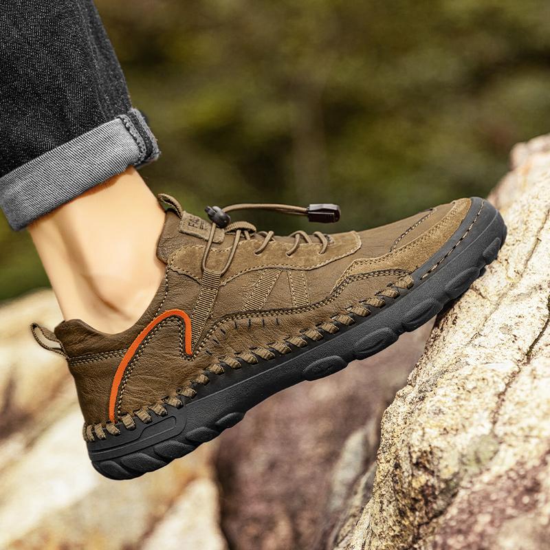 Fashion High Quality Men's Fashion Casual Shoes Leather Non-Slip Shoes Lace-up Comfortable All-match Walking Footwear Plus Size 38-46