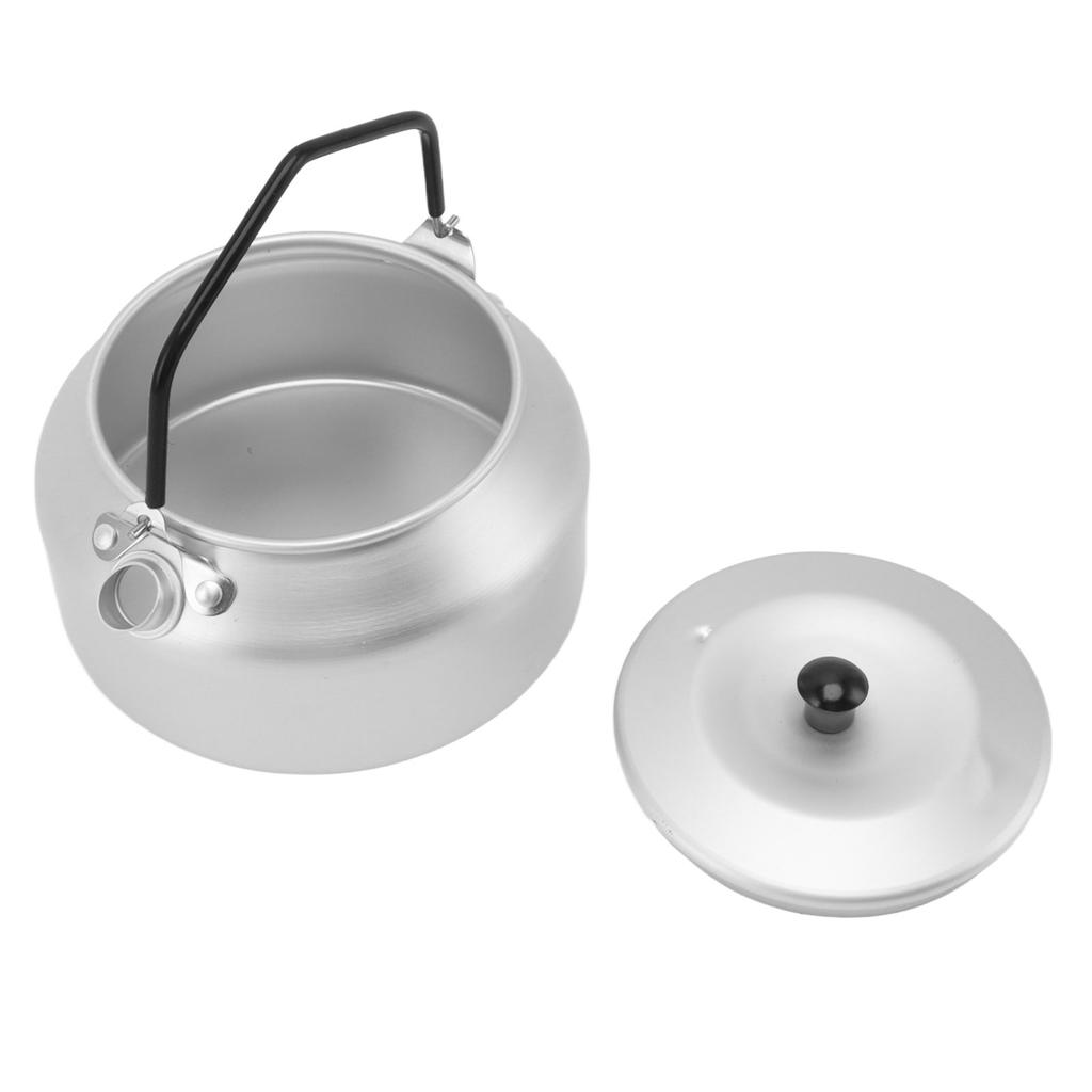 Camping-Kessel Leichtgewichtige Aluminiumlegierung Tragbarer Camping-Teekessel Kaffeekanne für Outdoor-Grill Silber