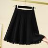 Large Size Women's Winter Fat Mm Elastic High Waist Slimming A-line Skirt Covering Belly and Age-reducing Knitted Half-body Skirt
