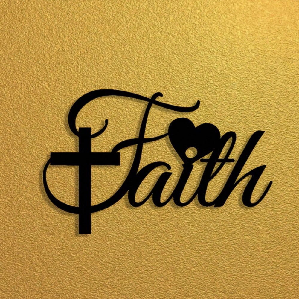 Faith Theme Iron Wall Art Abstract Metal Decor for Living Room Bedroom Cafe Office Gift