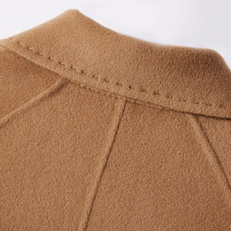 100% Wool Women Coat TIDENOVEL Autumn Wool Long Coat Handmade Pea Coat Winter Warm Cashmere Long Jacket