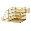 Desktop File Organizer with Pen Holders Wire Paper Sorter Metal for Office