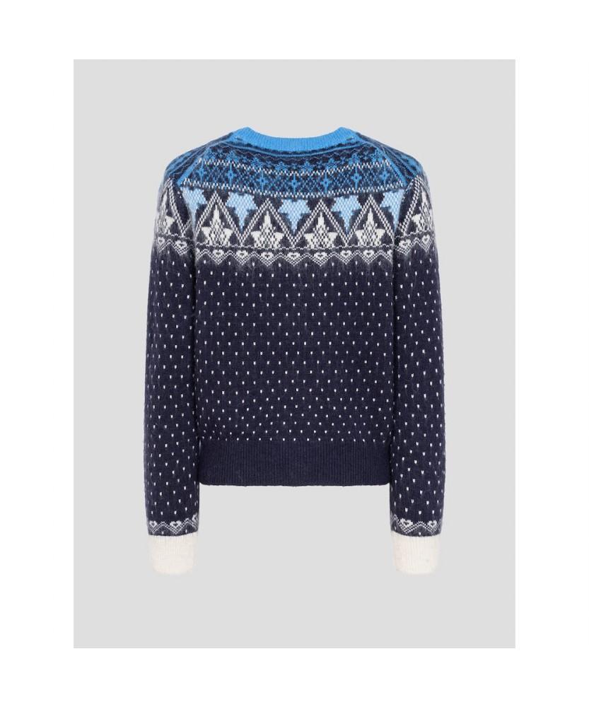 Binpolleidiseu [B. My] Fair Isle Round Neck Knit Navy (Bf5X51N02R)