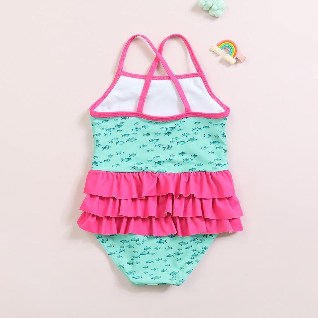 Flamingo Ruffle One-Piece Swimsuit for Girls: Cute, Comfortable, High-Elastic, High-Quality