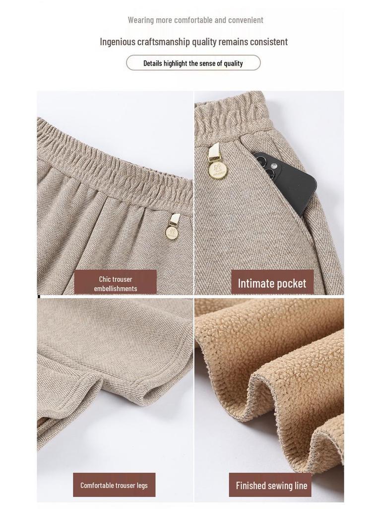 High-Waisted Straight-Leg Pants for Middle-Aged and Elderly Women - Thickened Winter Style