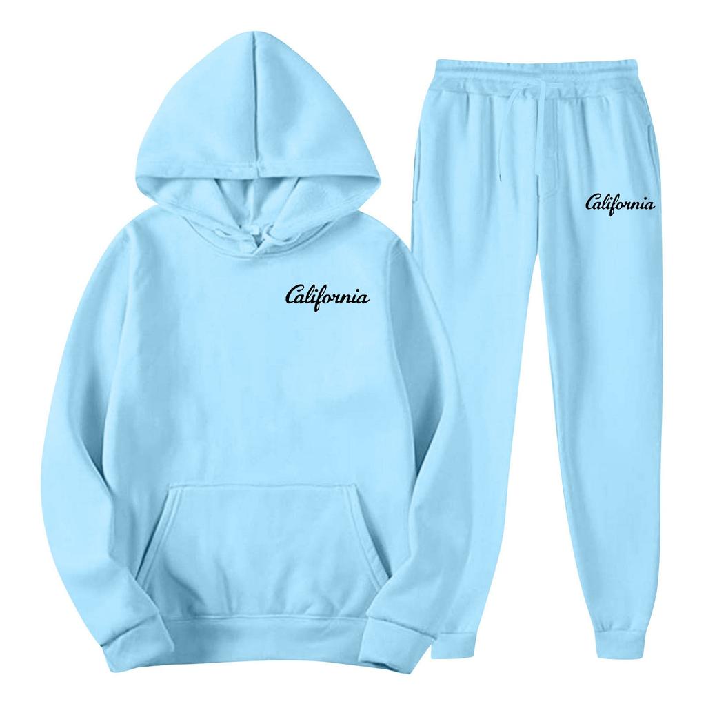 Heren Lente en Herfst Effen Kleur Pak met Capuchon Trui Pak Trend Casual Sport Twee Delig Pak