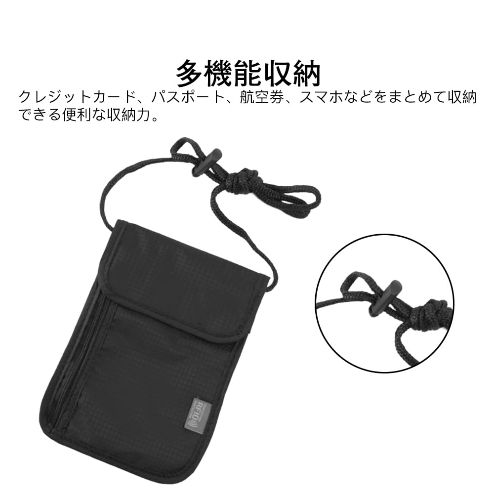 KDSSYFT Passport Neck Security Pouch with Storage for Airline and Unisex Travel Pouch with Adjustable Strap Case, RFID-Proof Pouch, Ultra-Thin,