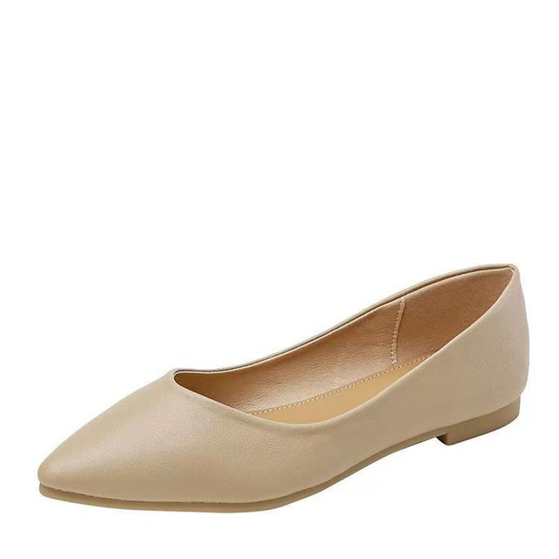 French Flat-soled Single Shoes 2025 New Spring and Autumn Pointed Gentle Fairy Commuting Shallow Mouth Work Shoes Large Size Nurse Shoes