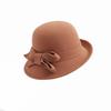 Autumn and winter hats women's elegant felt court hats big head circumference showing face small top hats versatile bow basin hats