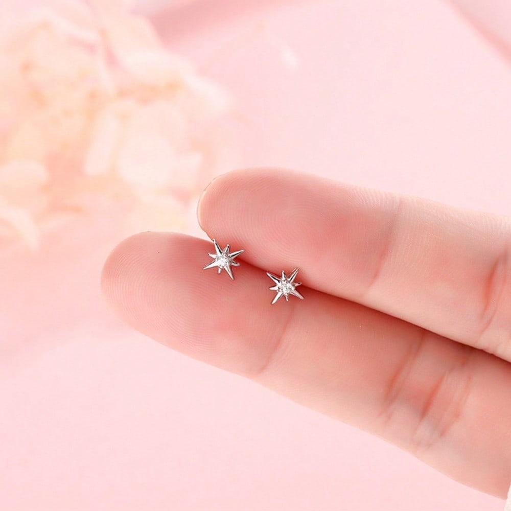 Zircon Octagram Stud Earrings