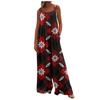 Women's Christmas Print Solid Wide Leg Strapless Tank Pocket Casual Onesie