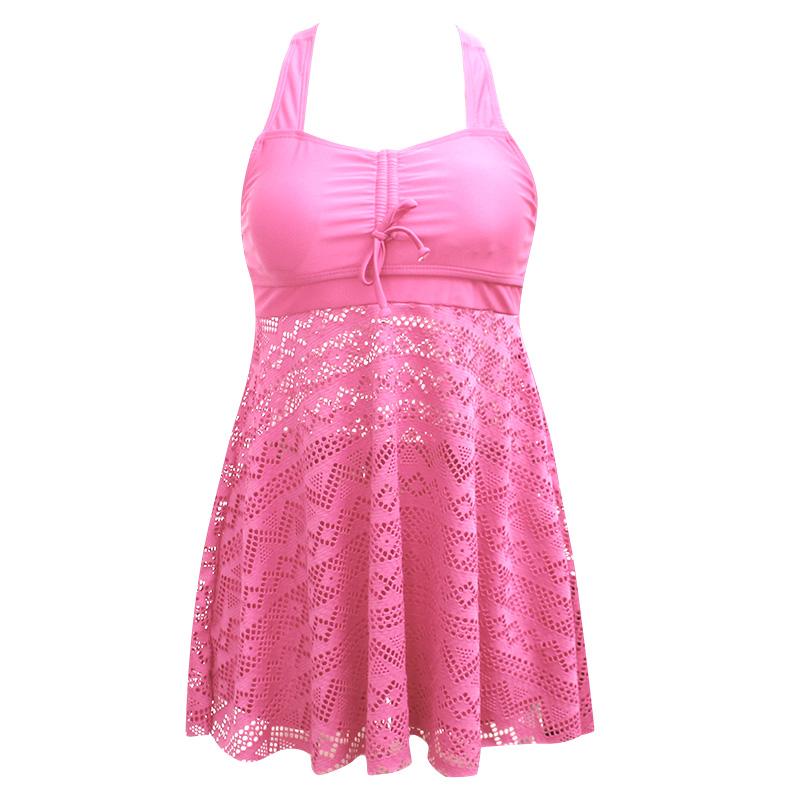 Plus Size Two Pieces Swimsuits Swimwear Women Soild Color Summer Bathing Suits Tankini Beachwear Bikini Swimdress