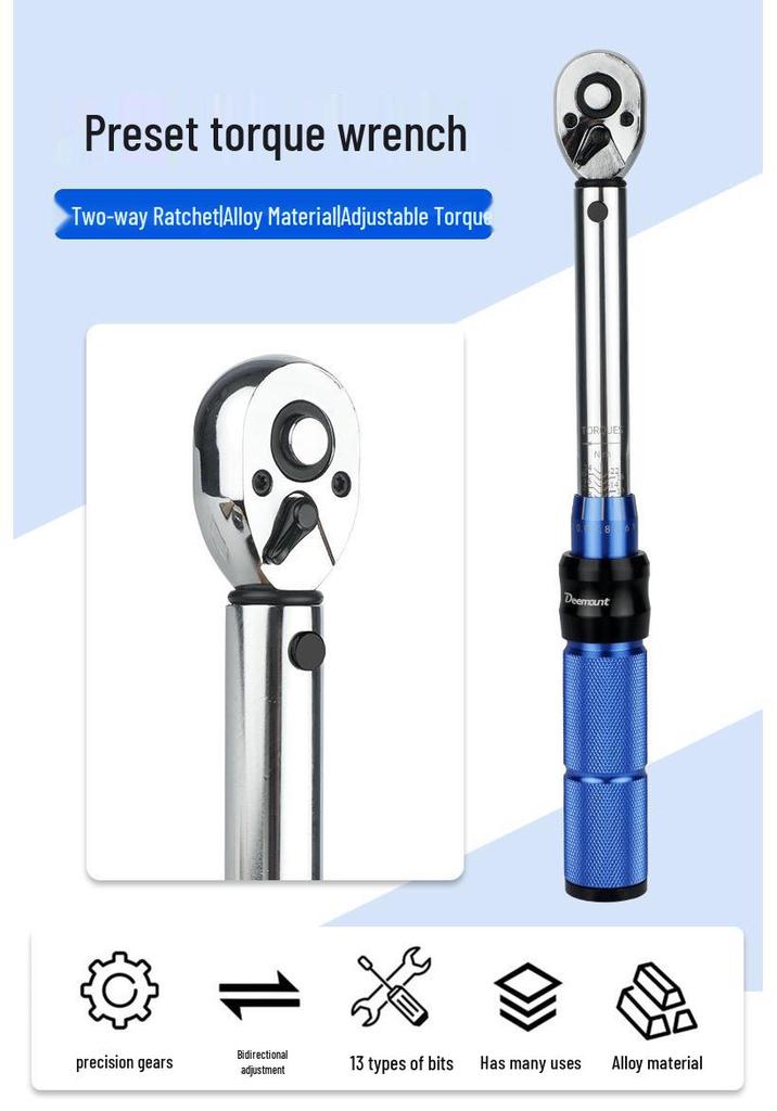 Adjustable Bicycle Torque Wrench Set 2-24NM, 1/4 Ratchet Repair Tool
