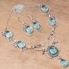 Swiss Blue Quartz Gemstone Handmade Jewelry Necklace & Earrings 18-20''